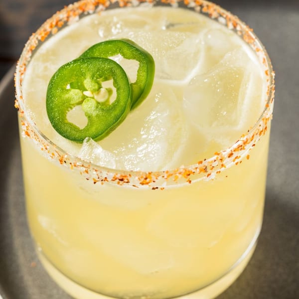 Jalapeno margarita on the rocks