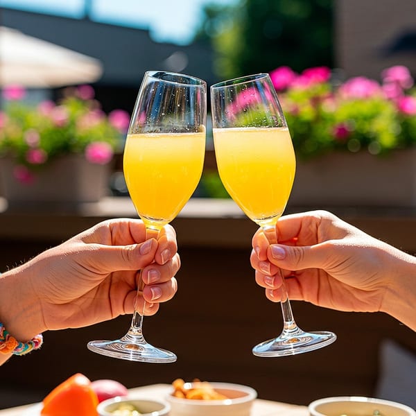 Two mimosas toasting in the sun